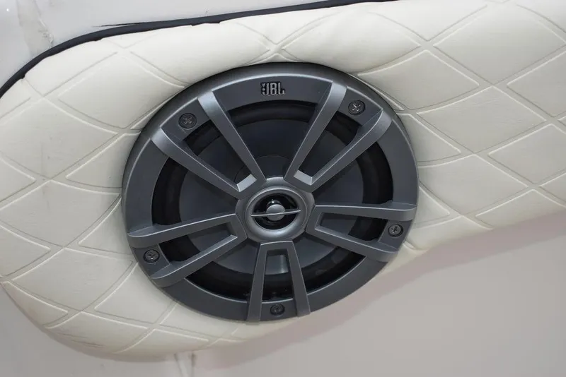 Slide: The Image of JBL speaker on 2022 Carolina Skiff 19 Ultra Elite boat with quilted upholstery. - 31