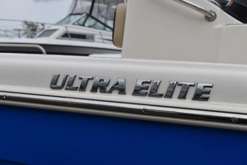 Slide: The Image of 2022 Carolina Skiff 19 Ultra Elite boat with "Ultra Elite" logo. - 35