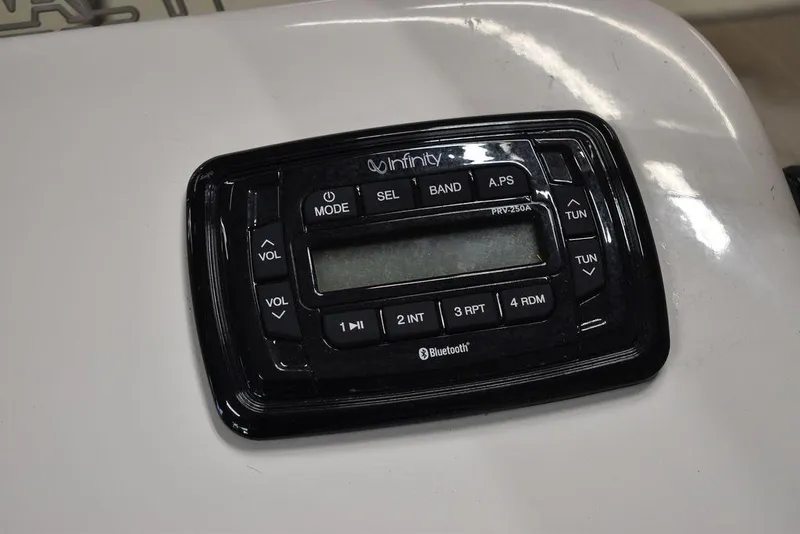 Slide: The Image of Infinity Bluetooth stereo system on 2023 Carolina Skiff 19 LS boat. - 9
