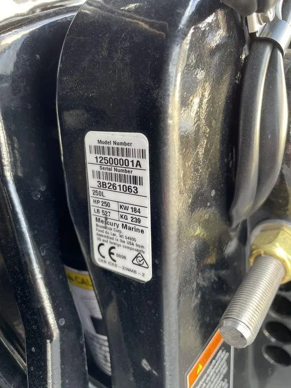 Slide: The Image of 2023 Barletta Cabrio 24 UE engine serial number and specifications label. - 41