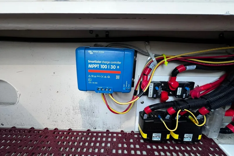 Slide: The Image of 2021 Ranger Tugs R-29S electrical system with Victron SmartSolar charge controller. - 23