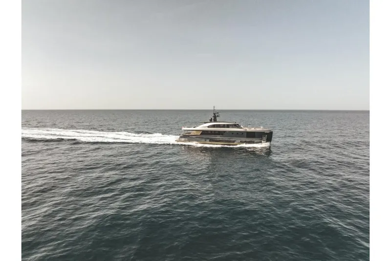 Slide: The Image of 2023 Azimut Magellano 30M yacht cruising on open sea. - 16