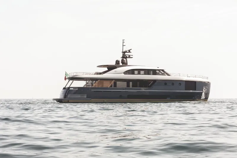 Slide: The Image of 2023 Azimut Magellano 30M yacht cruising on open water. - 3