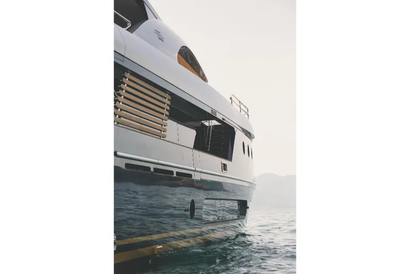 Slide: The Image of Side view of 2023 Azimut Magellano 30M yacht on water. - 8