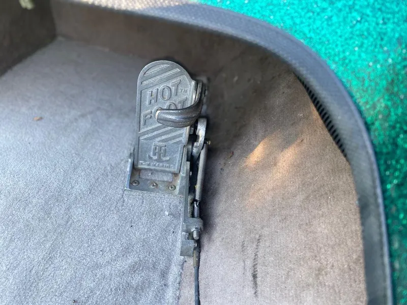 Slide: The Image of Close-up of a vintage Bumble Bee 18 car pedal, labeled "Hot Foot," from 2002. - 8