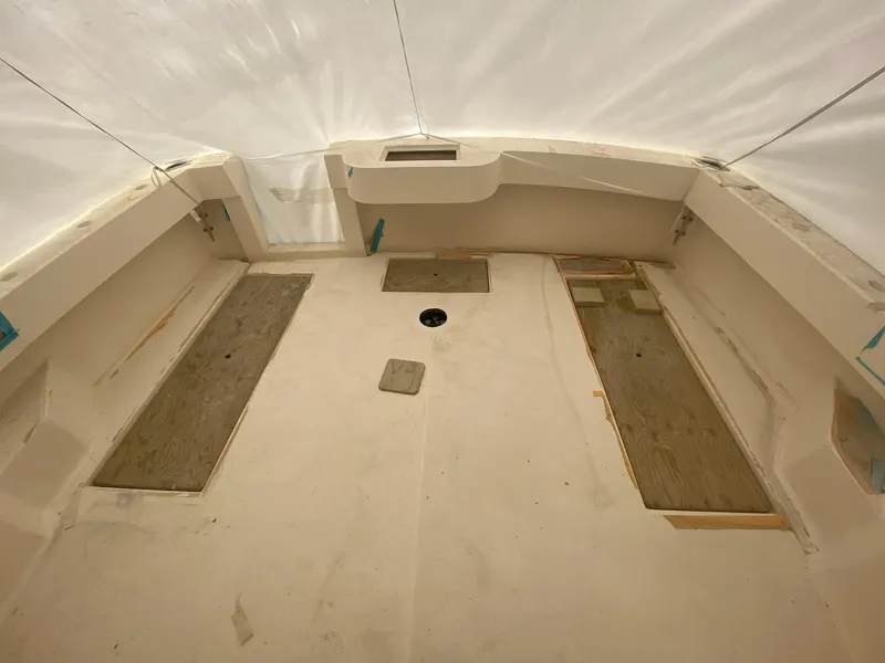 Slide: The Image of 2023 Albemarle 35 Express Coupe boat interior under construction. - 7