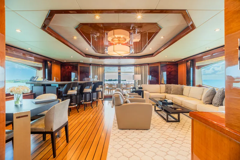 Slide: The Image of Luxurious interior of 2011 Trinity Yachts CUSTOM model with elegant seating and dining areas. - 28