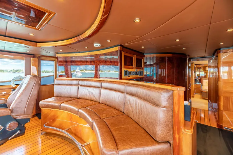 Slide: The Image of Luxurious interior of 2011 Trinity Yachts CUSTOM with leather seating and wooden finishes. - 33