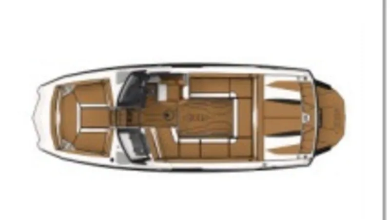 Slide: The Image of Top view of 2023 Axis A225 boat layout with brown interior. - 16