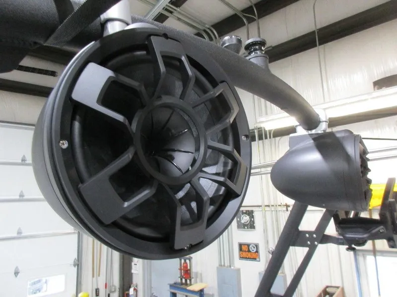 Slide: The Image of 2023 Axis T220 boat speaker in a workshop. - 10