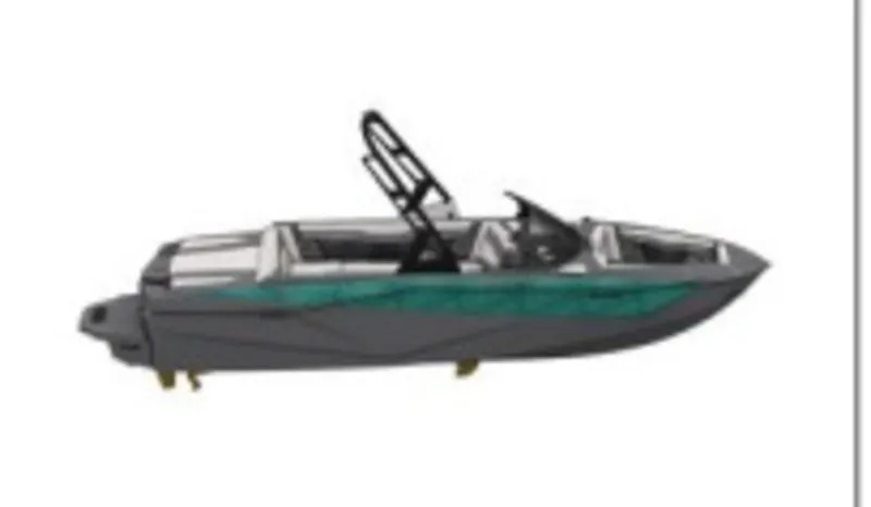 Slide: The Image of 2023 Axis T220 boat with green and gray design. - 2