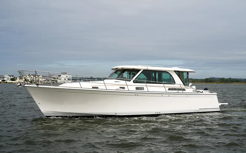 The Image of 2025 Sabre 45 Salon Express cruising on open water. - 0