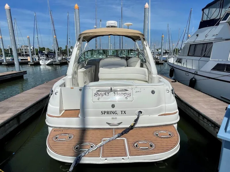 Slide: The Image of 2002 Sea Ray 340 Sundancer docked at marina in Spring, TX. - 4