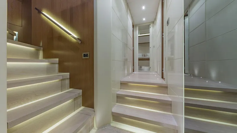 Slide: The Image of Luxurious yacht interior with illuminated stairs, Dominator 800, 2015 model. - 27