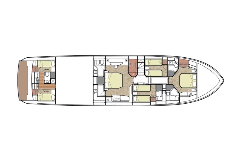 Slide: The Image of Floor plan of 2015 Dominator 800 yacht, showcasing cabin and layout design. - 36
