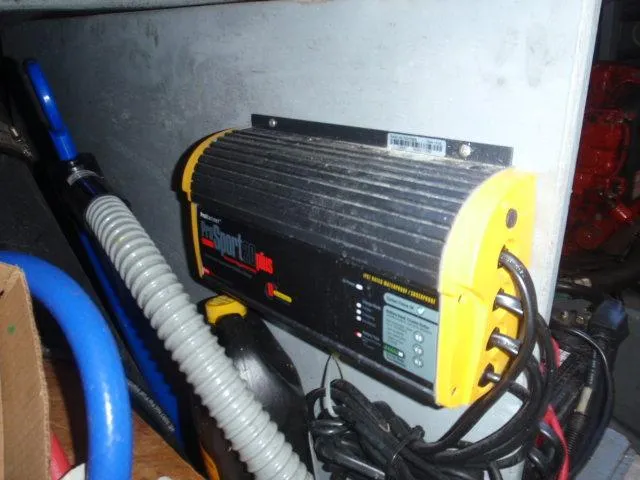 Slide: The Image of Battery charger in 1999 Sea Ray 410 Express Cruiser engine room. - 37