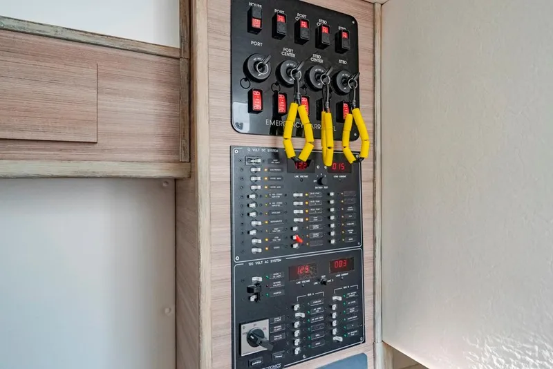 Slide: The Image of Electrical control panel with switches and pliers, Conch 47, 2021 model. - 39
