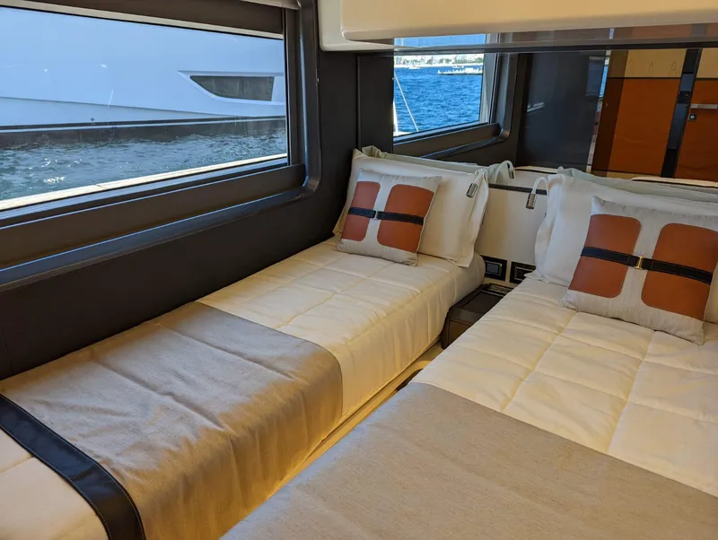 Slide: The Image of Luxurious cabin interior of 2023 Astondoa 677 Coupe yacht with twin beds. - 46