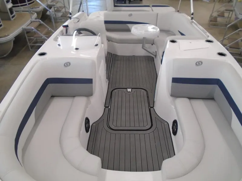 Slide: The Image of 2023 Hurricane SunDeck Sport 188 IO boat interior with spacious seating and modern design. - 5