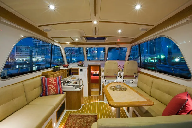 Slide: The Image of Luxurious interior of 2024 Back Cove 372 yacht with spacious seating and elegant decor. - 6