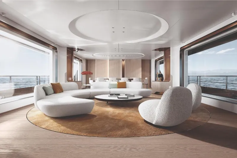 Slide: The Image of Luxurious interior of 2023 Azimut Grande 36M yacht with modern furnishings and panoramic ocean views. - 3