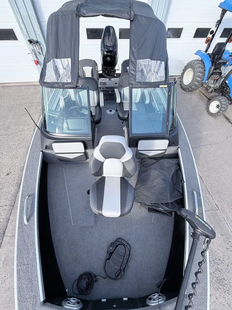 Slide: The Image of 2022 Alumacraft Edge 175 Sport boat with gray interior. - 42