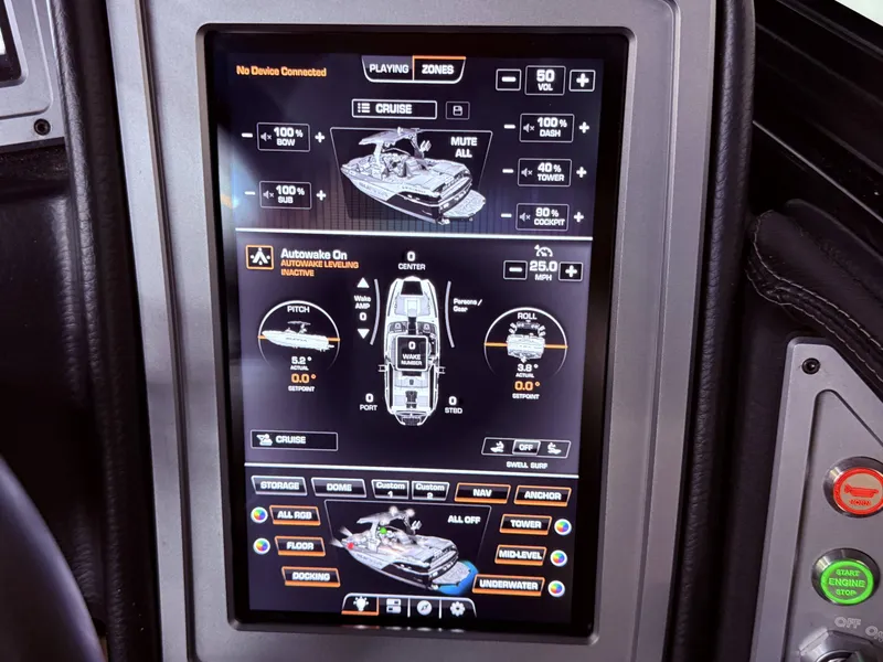 Slide: The Image of Touchscreen display of 2023 Supra SA 550 boat controls. - 27