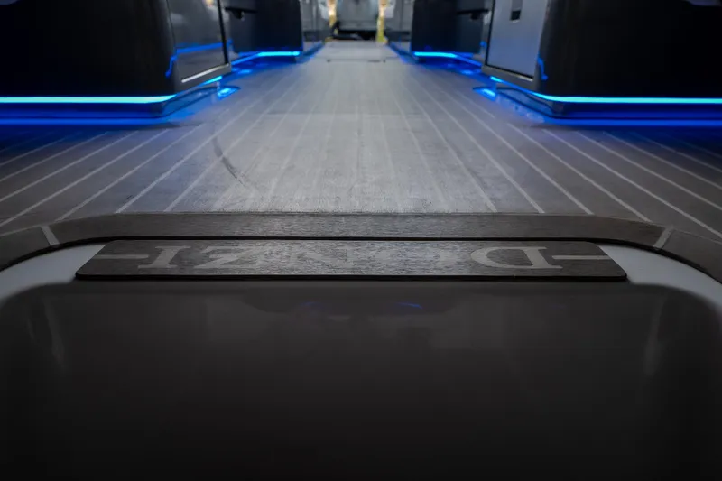 Slide: The Image of Interior of 2019 Donzi 41 GT boat with blue LED lighting. - 50