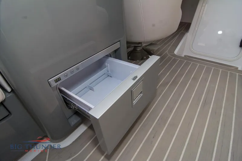 Slide: The Image of Open drawer refrigerator in 2019 Donzi 41 GT boat interior. - 45