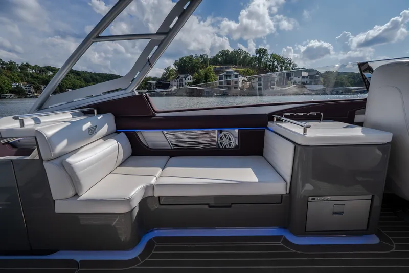 Slide: The Image of Luxurious interior of 2019 Donzi 41 GT boat with sleek seating and modern amenities. - 32