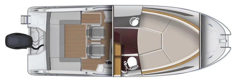 Slide: The Image of Top view of 2024 Jeanneau Leader 7.5 WA S3 boat layout. - 13