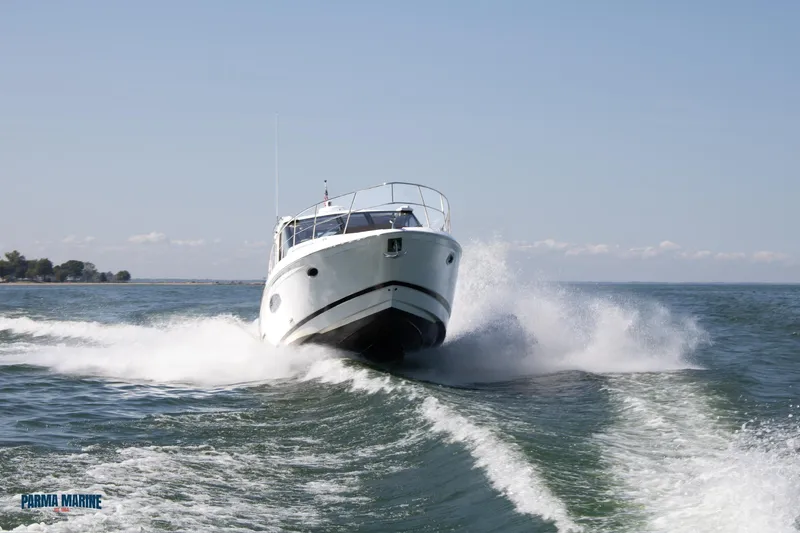 Slide: The Image of 2016 Regal 42 Coupe Handling Waves on lake Erie  - 3