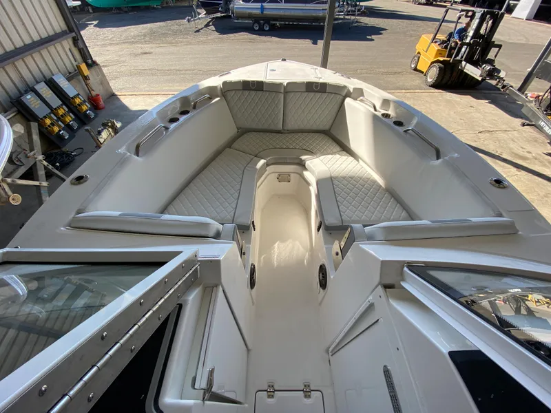 Slide: The Image of 2024 Sea Fox 268 Traveler boat interior with spacious seating and modern design. - 5