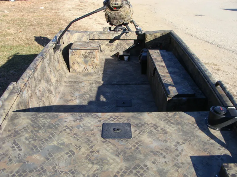 Slide: The Image of 2023 Excel 1754 Pro F4 boat with camouflage interior design. - 14