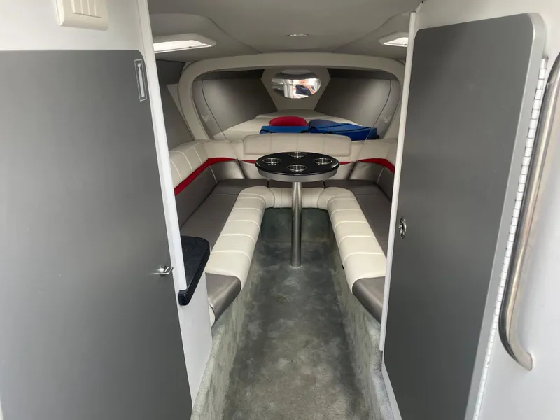 Slide: The Image of 2007 Formula 353 FASTech cabin interior with seating and table, featuring modern design elements. - 7