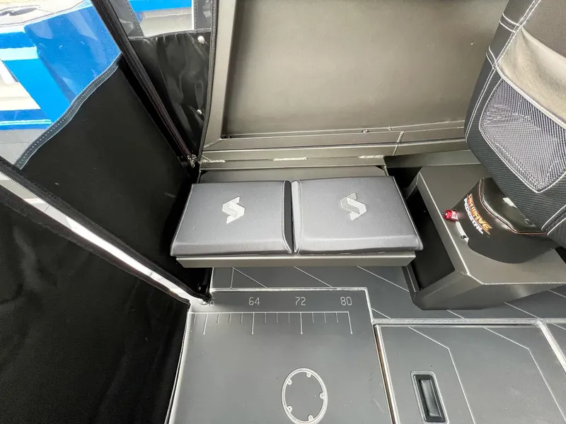 Slide: The Image of 2025 Stabicraft 2250 Ultra Centercab interior seating and deck area. - 12