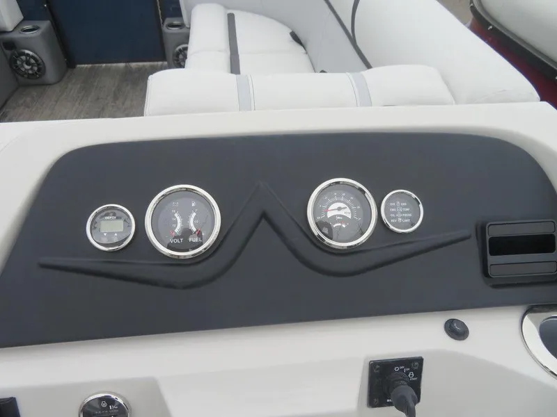 Slide: The Image of Dashboard of 2023 Crest Classic LX 220 L CPT DLX pontoon boat with gauges and controls. - 15