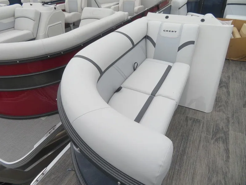 Slide: The Image of 2023 Crest Classic LX 220 L CPT DLX pontoon boat interior seating. - 17
