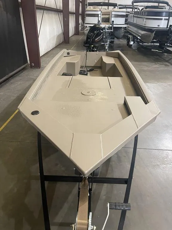 Slide: The Image of 2023 Legend Craft Bandit 1548SS Mid Deck boat in warehouse. - 4