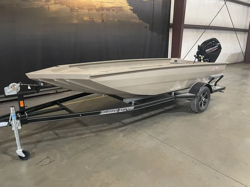 Slide: The Image of 2023 Legend Craft Bandit 1548SS Mid Deck boat on trailer in warehouse. - 6