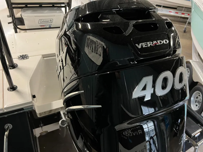 Slide: The Image of 2023 Robalo 266 Cayman with powerful 400 Verado outboard engine. - 7