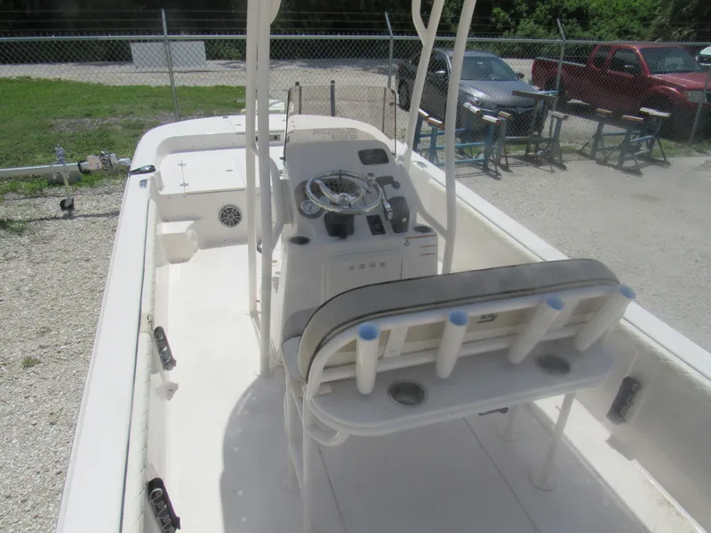 Slide: The Image of 2022 Carolina Skiff 21 LS boat interior with console and seating. - 17