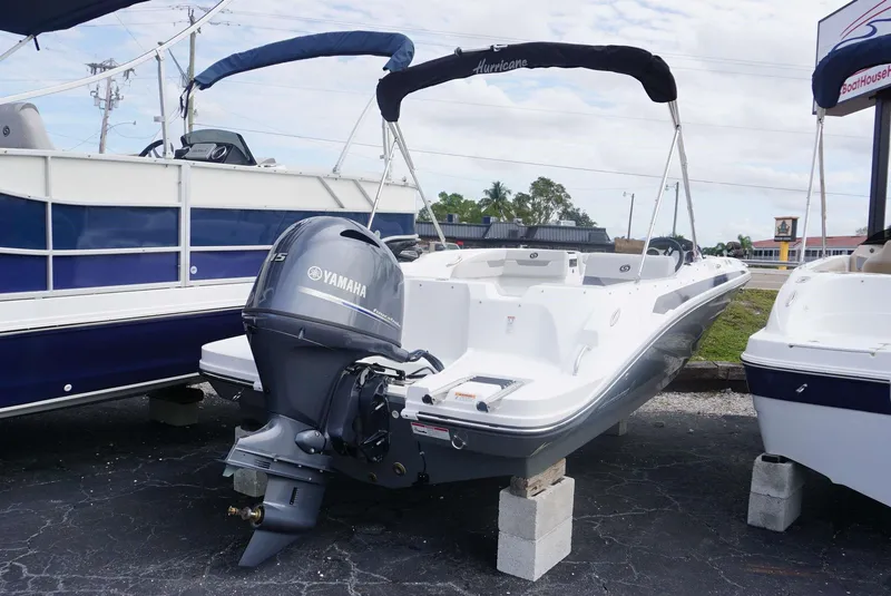 Slide: The Image of 2023 Hurricane 185 SS boat with Yamaha outboard motor on display. - 9