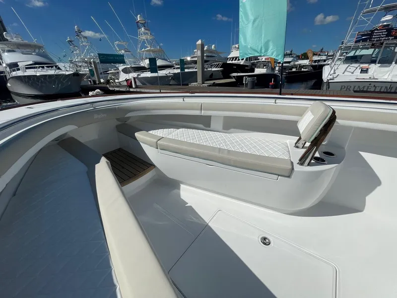 Slide: The Image of 2025 Mag Bay 43 Center Console boat interior at marina. - 23
