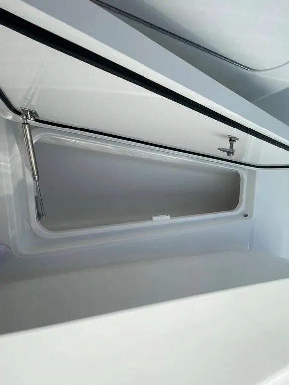 Slide: The Image of Storage compartment of the 2025 Mag Bay 43 Center Console boat. - 43