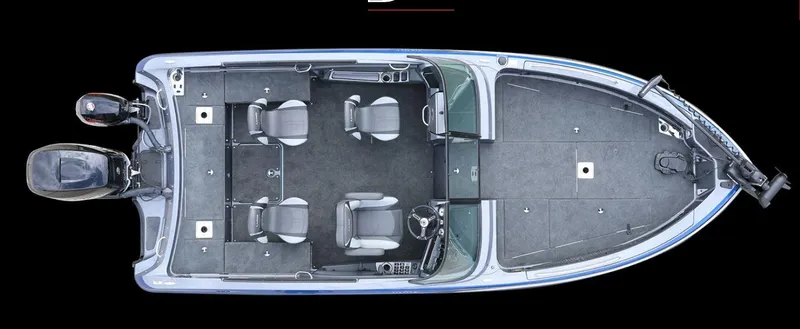 Slide: The Image of 2025 Lund 219 Pro V Fiberglass boat, top view, spacious seating, advanced fishing features. - 4