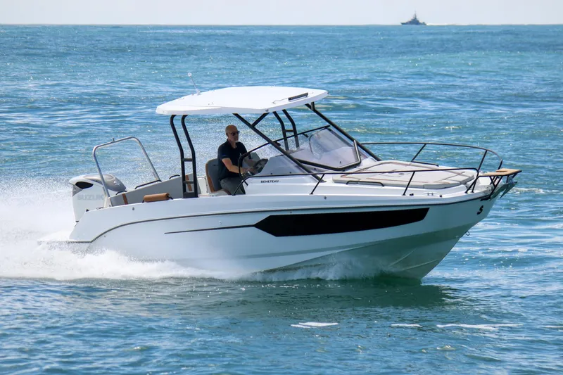 Slide: The Image of 2024 Beneteau Flyer 8 SUNdeck cruising on open water. - 10
