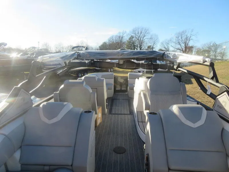 Slide: The Image of 2023 Montara SURF BOSS MT2.0 25 boat interior with seating and deck view. - 22