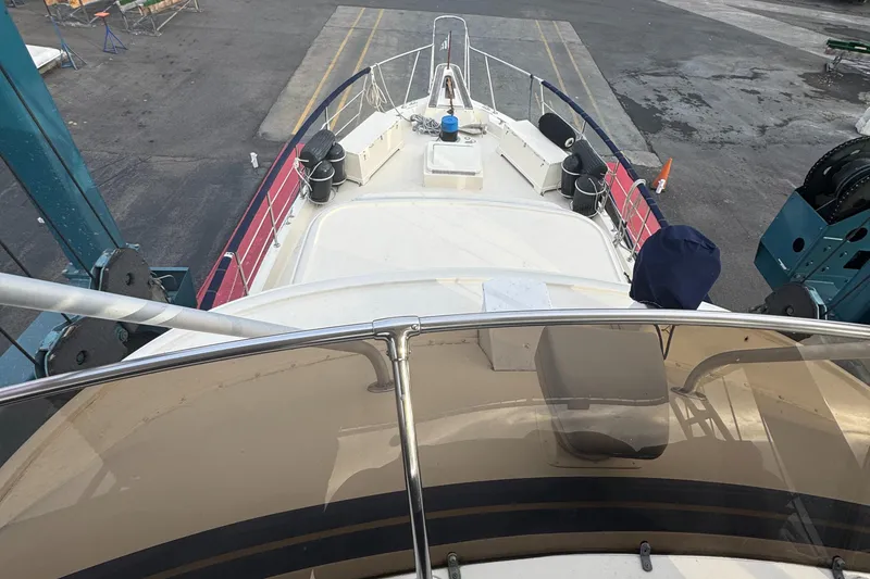 Slide: The Image of 1978 Hatteras 58 MY yacht on dry dock, viewed from the deck. - 7