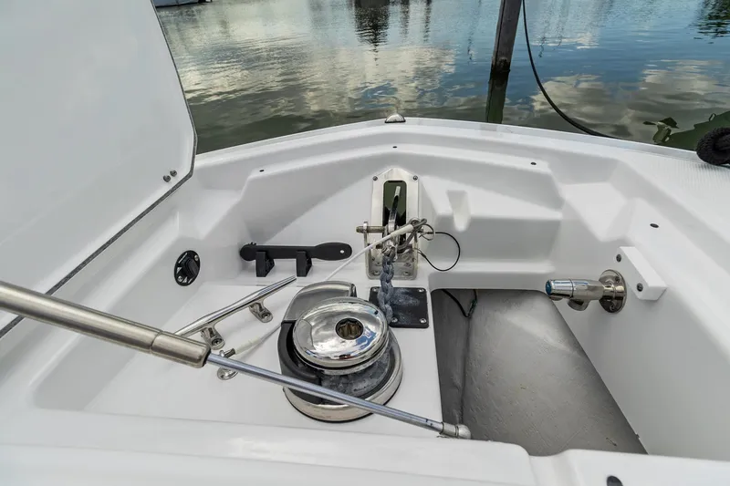 Slide: The Image of 2022 Blackfin 272 CC anchor locker with winch and marine hardware. - 6